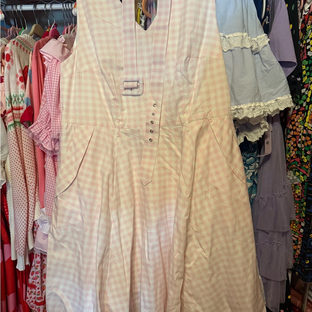 Magnolia Place Pink Checkered Midi Dress - Picture 3 of 4